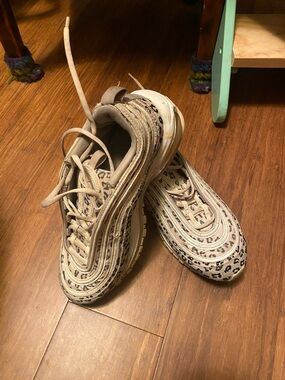 Nike Leopard-Pattern Grey Leather/Swede w/ Black Casual Sneakers